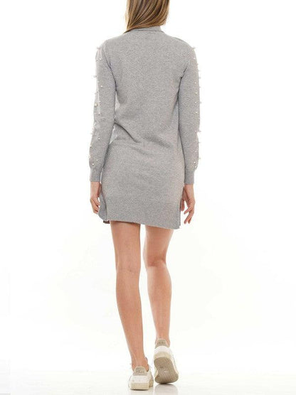pearl sleeve knit turtleneck dress - RK Collections Boutique