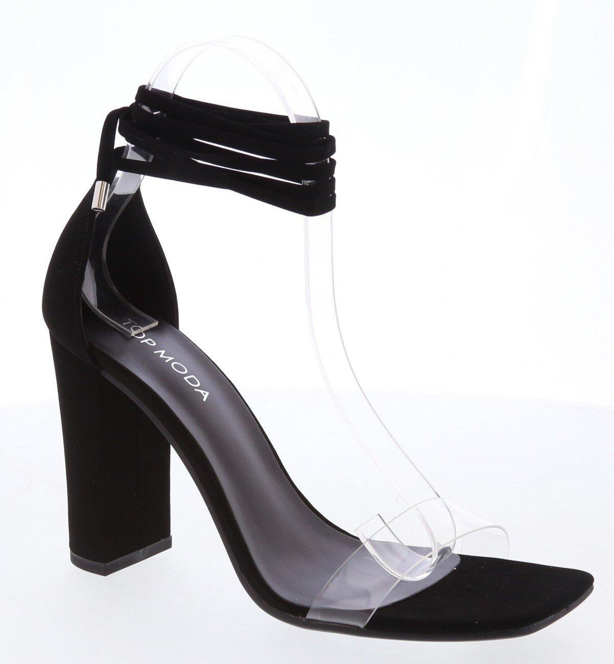 clear toe strap chunky high heel shoe - RK Collections Boutique