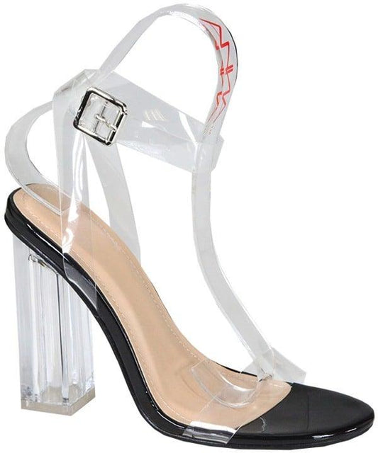 clear ankle strap w/clear block heel - RK Collections Boutique