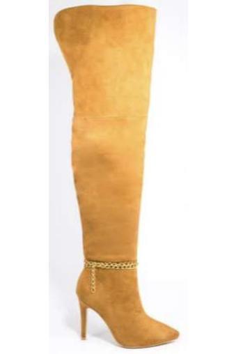 Suede over the knee chain stiletto boot