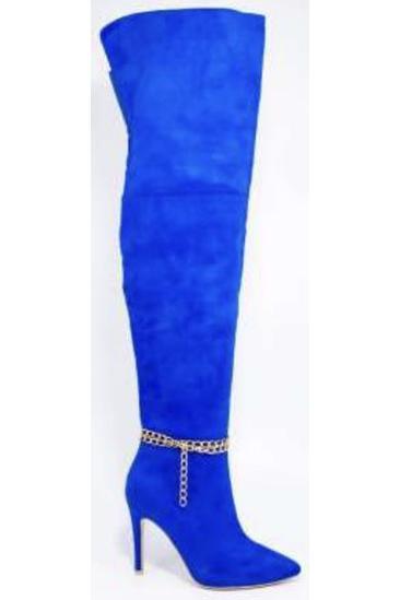 Suede over the knee chain stiletto boot
