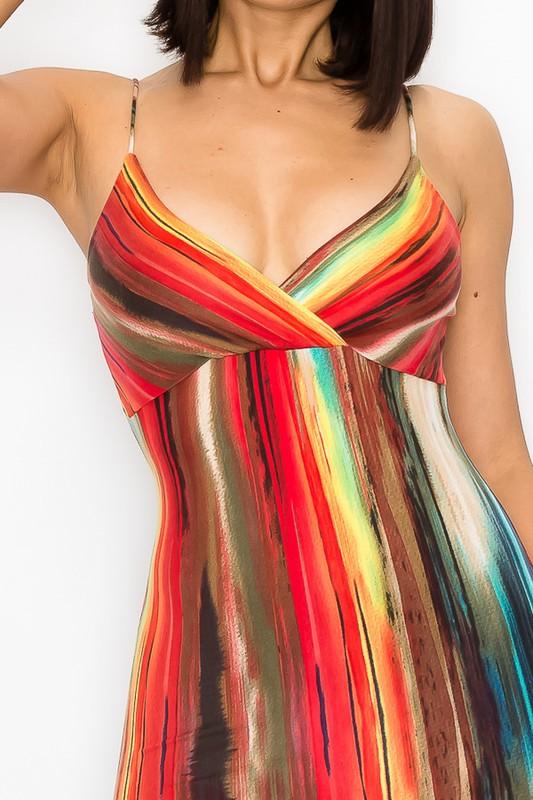 print sleeveless surplice bodycon midi dress-Dress-Magia-RK Collections Boutique