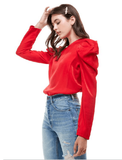 puff long sleeve blouse-Tops-Long Sleeve-On Twelfth-Red-1234674-1-RK Collections Boutique
