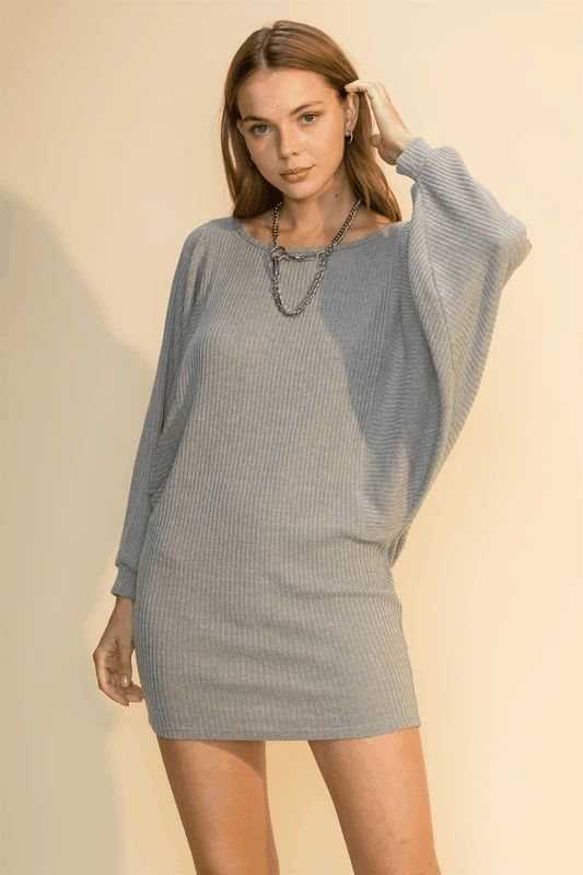 ribbed dolman sweater dress - alomfejto