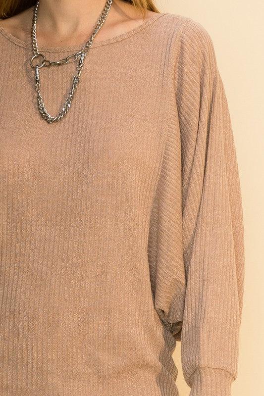 ribbed dolman sweater dress-Dress-HyFve-alomfejto