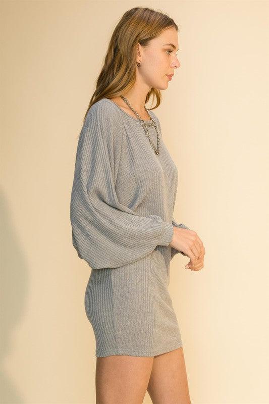 ribbed dolman sweater dress-Dress-HyFve-alomfejto