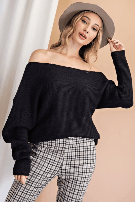 ribbed off the shoulder sweater - alomfejto