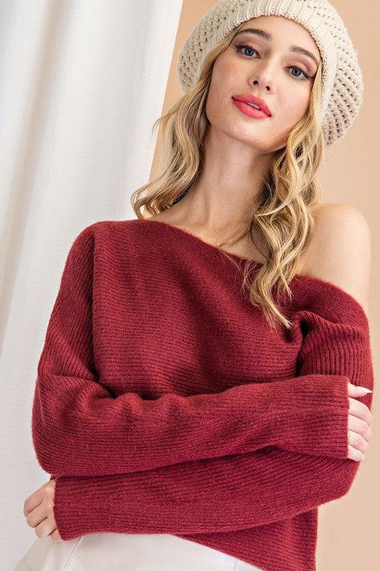 ribbed off the shoulder sweater-Tops-Sweater-eesome-RK Collections Boutique