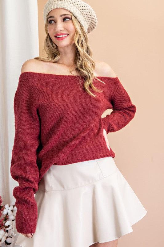 ribbed off the shoulder sweater-Tops-Sweater-eesome-RK Collections Boutique