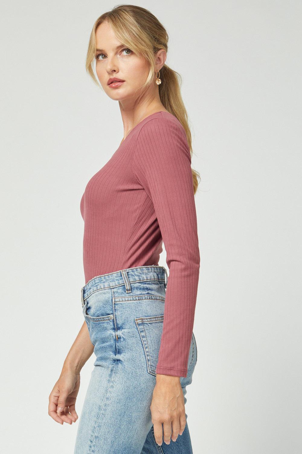 Ribbed one sleeve top-Tops-Long Sleeve-Entro-RK Collections Boutique