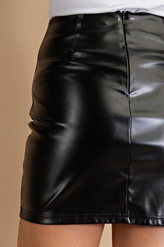 Ruched Faux Leather Mini Skirt - RK Collections Boutique