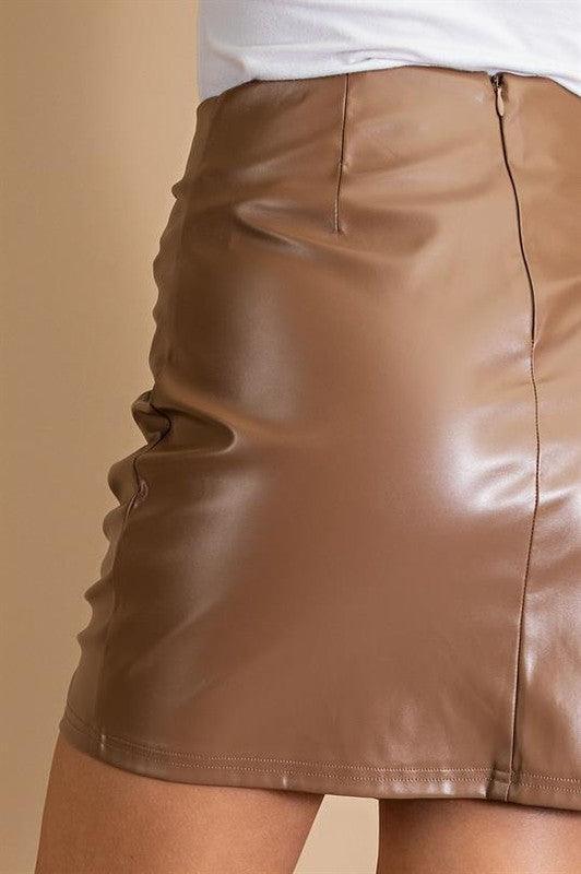 Ruched Faux Leather Mini Skirt - RK Collections Boutique