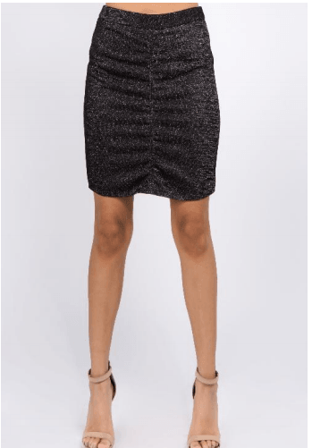 ruched front knit pencil skirt-Skirts-On Twelfth-Black-1240702-1-RK Collections Boutique