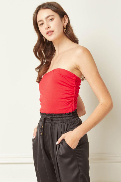 Ruched strapless bodysuit-Tops-Bodysuit-Entro-RK Collections Boutique