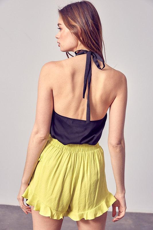 Satin cowl neck halter top with lace inset-Tops-Sleeveless-Do & Be-RK Collections Boutique