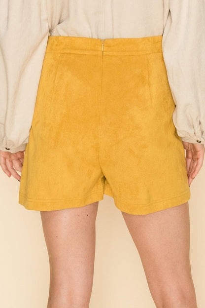 side button suede skort-Shorts-Hyfve-RK Collections Boutique