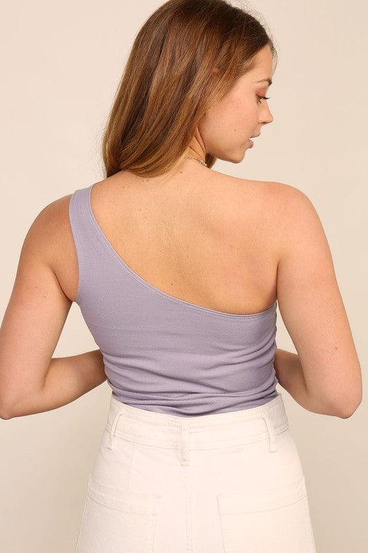 Sleeveless one shoulder bodysuit with keyhole-Tops-Bodysuit-Timing-RK Collections Boutique