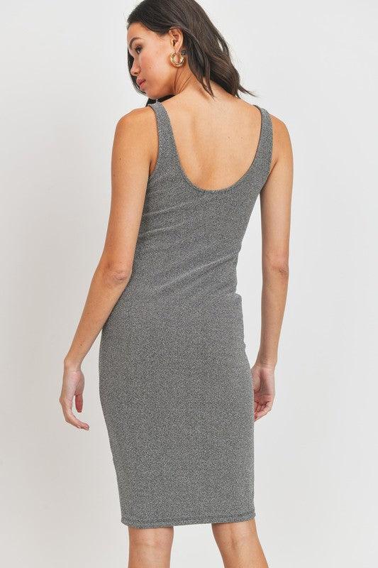 Sleeveless Scoop V Neck Metallic Dress - RK Collections Boutique