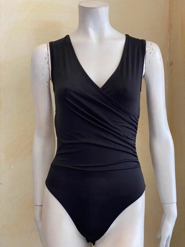 sleeveless wrap bodysuit-Tops-Bodysuit-Shelly Clothing-Black-34515-1-RK Collections Boutique