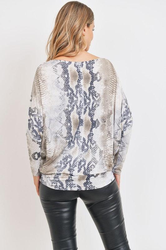 snakeskin jersey dolman top-Tops-Long Sleeve-Cherish USA-RK Collections Boutique