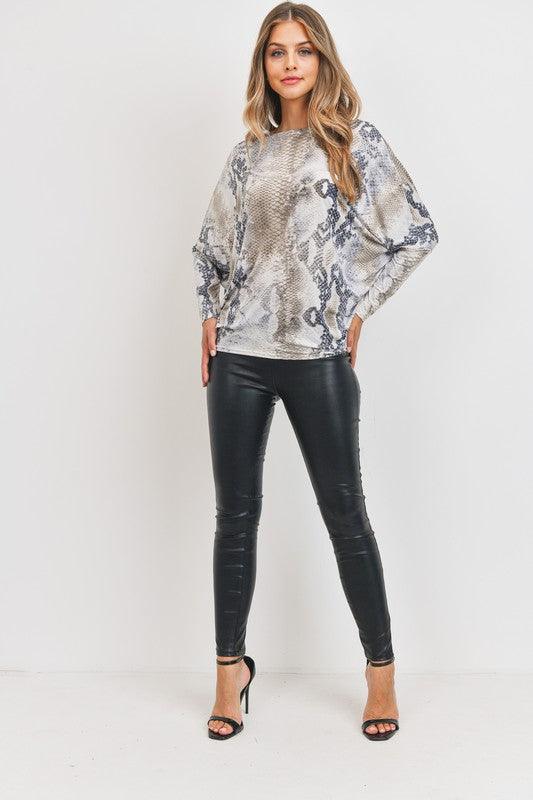 snakeskin jersey dolman top-Tops-Long Sleeve-Cherish USA-RK Collections Boutique