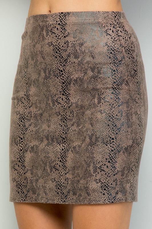 Stretch Pull on Snake Skin Mini Skirt - RK Collections Boutique