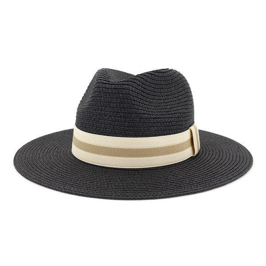 stripe band straw Panama hat-Accessory:Hat-Accity-Black-CWAH020 SH-2-alomfejto