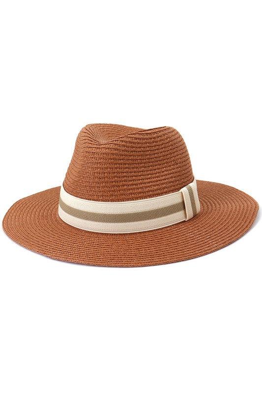 stripe band straw Panama hat-Accessory:Hat-Accity-RK Collections Boutique