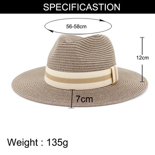 stripe band straw Panama hat-Accessory:Hat-Accity-alomfejto