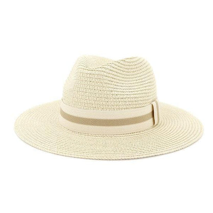 stripe band straw Panama hat-Accessory:Hat-Accity-alomfejto