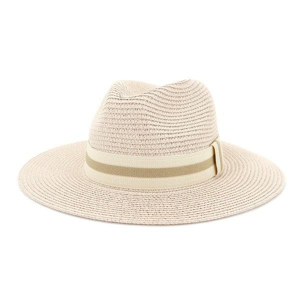 stripe band straw Panama hat-Accessory:Hat-Accity-Pink-CWAH020 SH-9-RK Collections Boutique