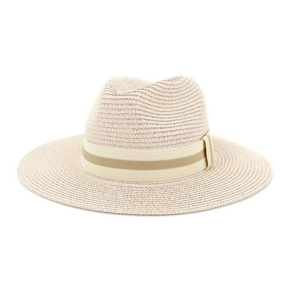 stripe band straw Panama hat-Accessory:Hat-Accity-Pink-CWAH020 SH-9-alomfejto