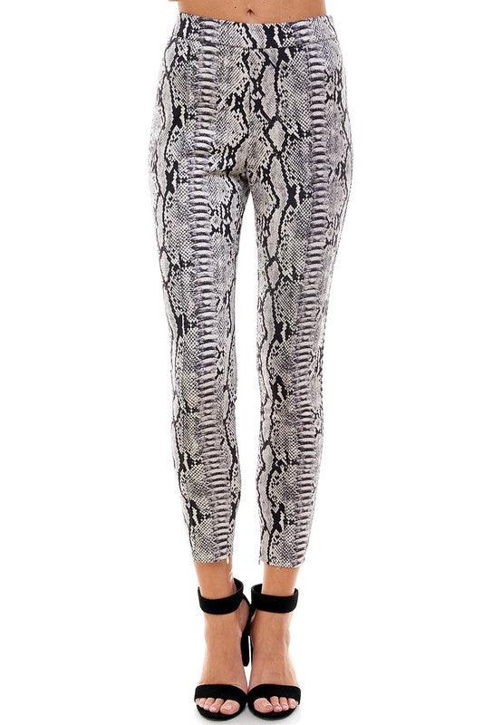 Suede snakeskin print pants-Pants-TCEC-Black/White-CP9361-1-RK Collections Boutique