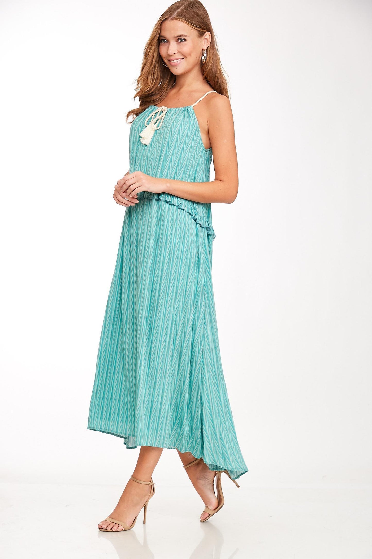 tassel tie chevron maxi dress-Dress-L Love-RK Collections Boutique