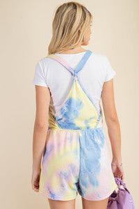 Tie Dye french terry shorts overalls-Romper-Kori America-RK Collections Boutique