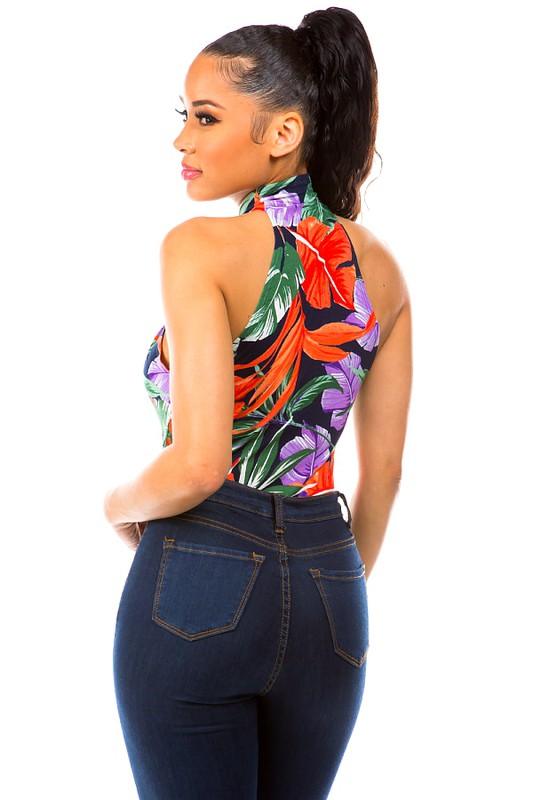 tropical print sleeveless bodysuit-Tops-Bodysuit-DAY G-RK Collections Boutique