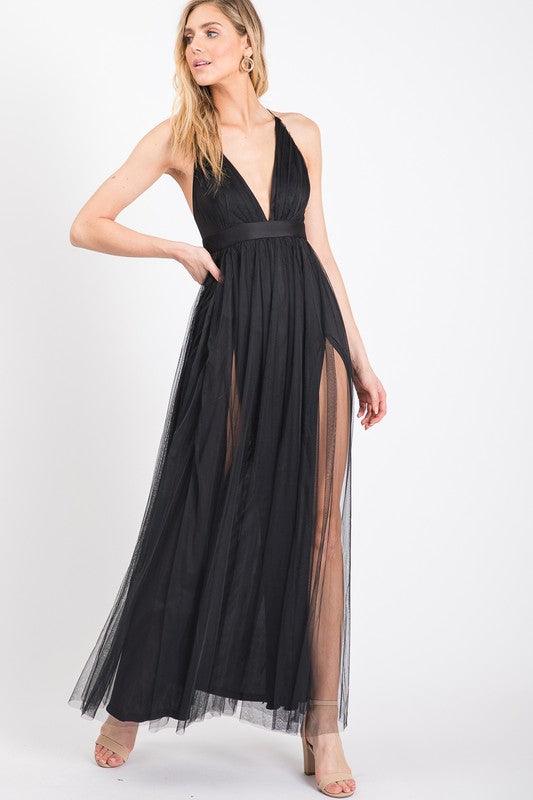 Tulle maxi dress-Dress-Maxi-The Vintage Shop-Black-VID8608-4-RK Collections Boutique