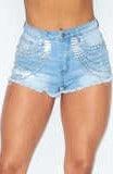 rhinestone fringe pocket denim shorts - RK Collections Boutique
