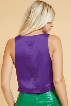 satin sleeveless cowl neck top - RK Collections Boutique