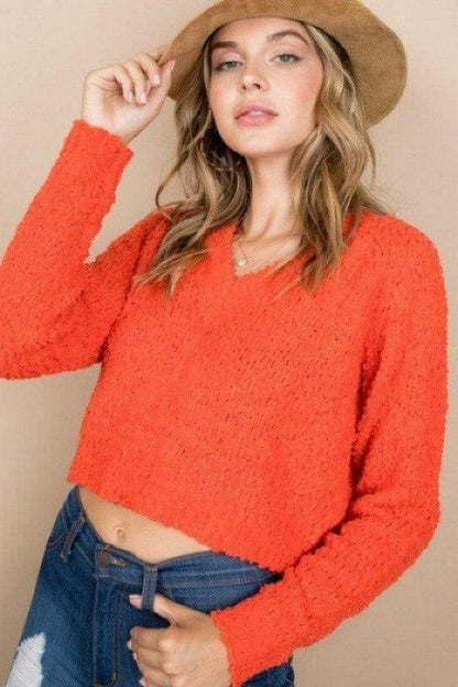 v-neck crop sweater - RK Collections Boutique