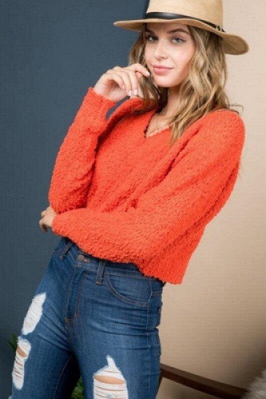 v-neck crop sweater - RK Collections Boutique