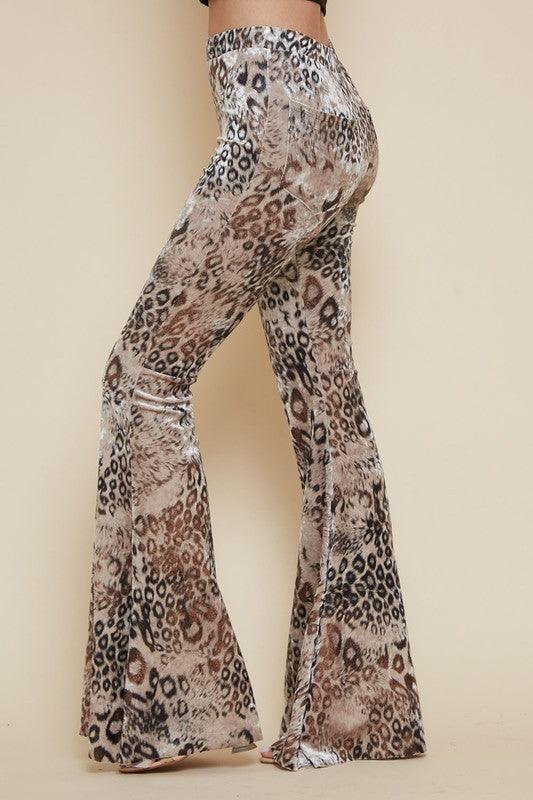 velvet leopard pull on bell bottoms-Pants-Saints & Hearts-RK Collections Boutique