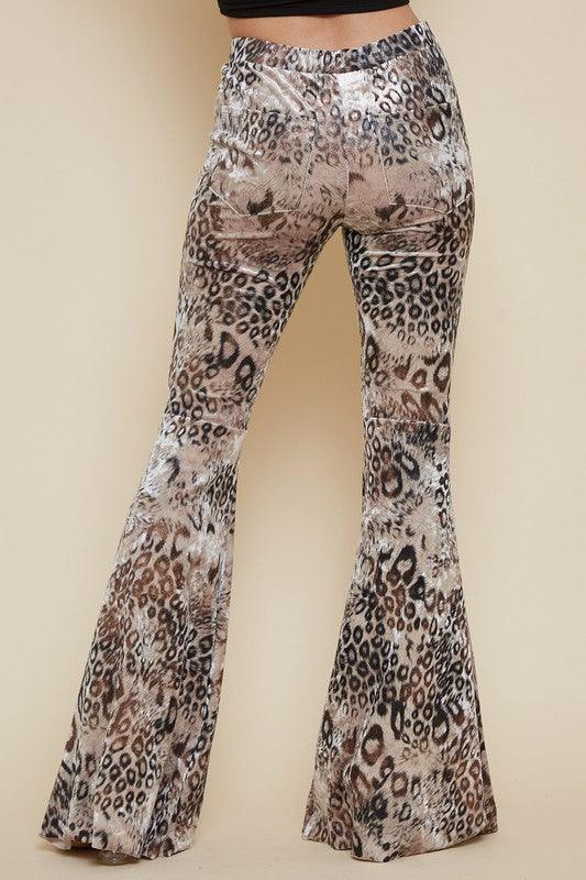 velvet leopard pull on bell bottoms-Pants-Saints & Hearts-RK Collections Boutique